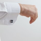 Butoni argint dreptunghiulari cu email negru